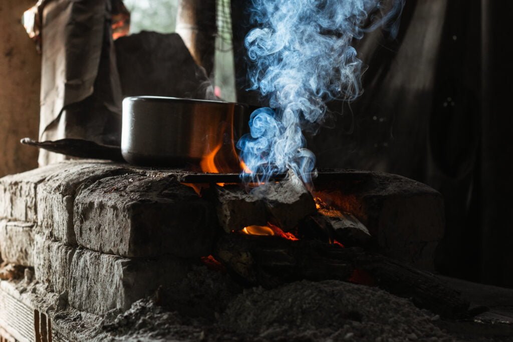 pot top stove typical kitchen colombian farm peasant food being cooked scaled