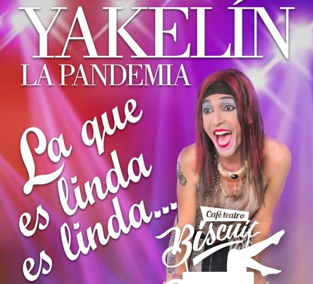 Cartel promocional de Yakelín con texto colorido