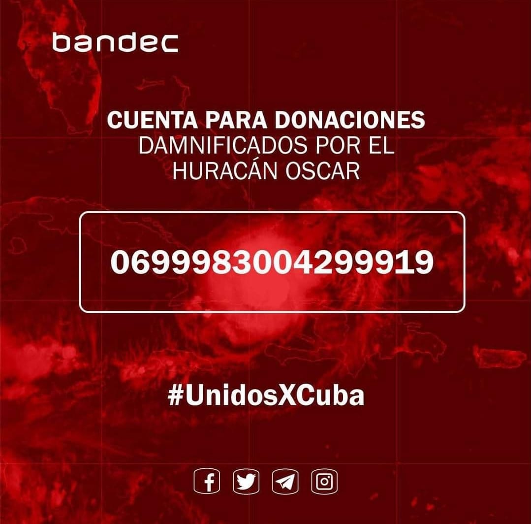 Campaña de donación para afectados por Huracán Oscar