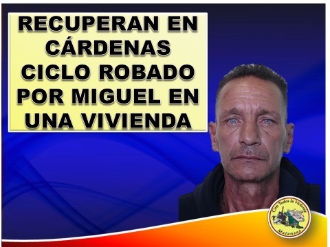 Noticia sobre hombre y robo recuperado en Cárdenas