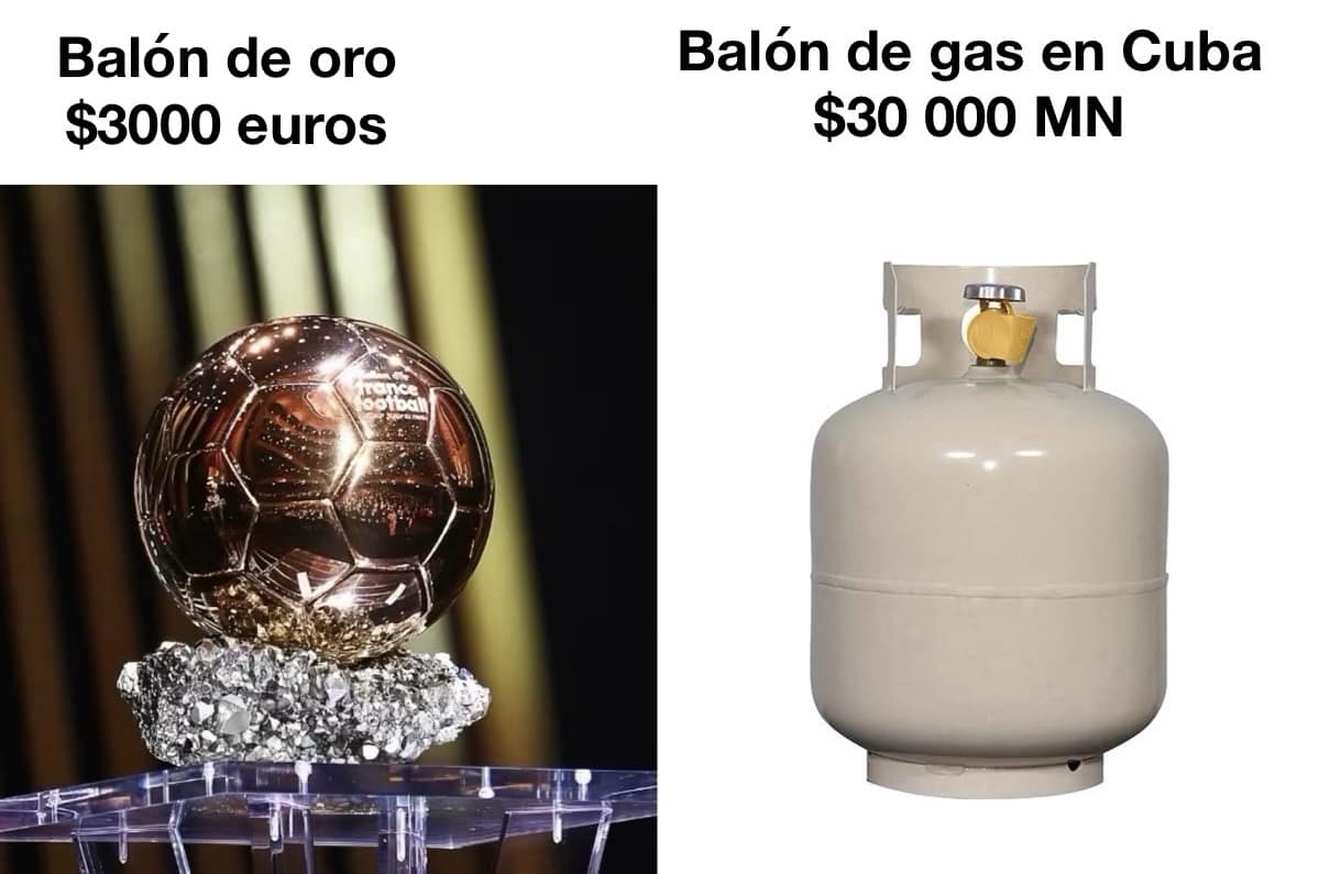 Comparación balón de oro y gas en Cuba