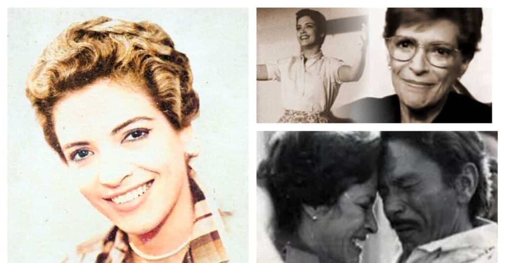 Collage de cuatro momentos de vida de mujer sonriente