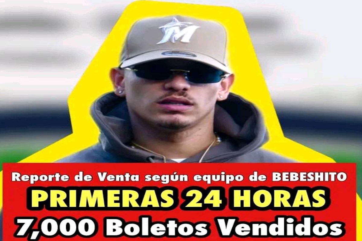 Hombre con gorra y gafas, infografía de ventas de boletos