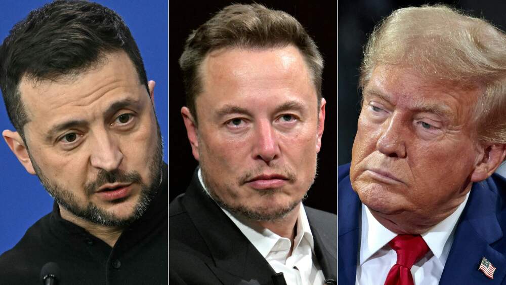 Tres hombres conocidos con expresiones serias