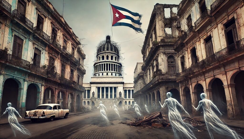 Fantasmas etéreos ante Capitolio en La Habana decrepita