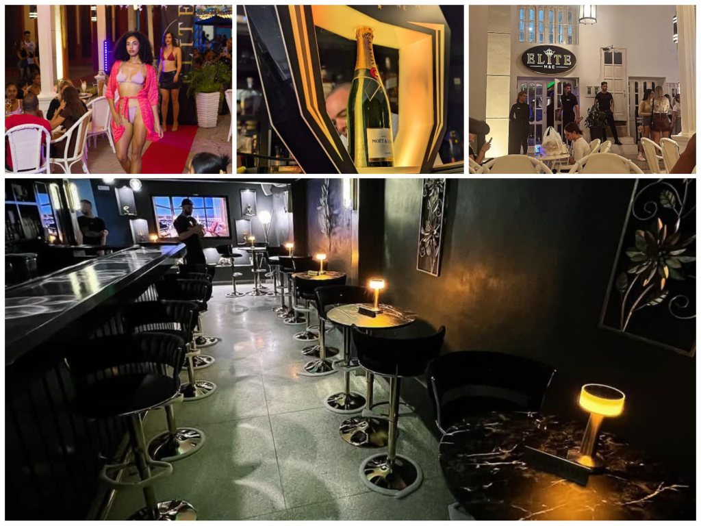 Collage de imágenes variadas en ambiente de club nocturno