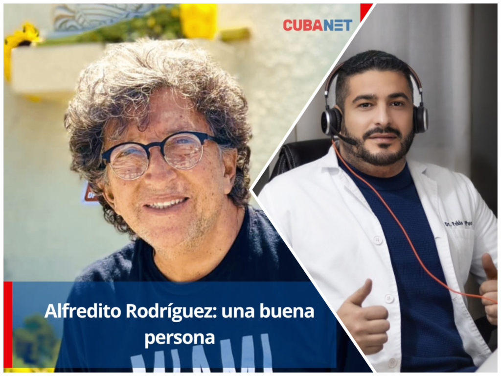 Hombre sonriente y doctor en bata con auriculares
