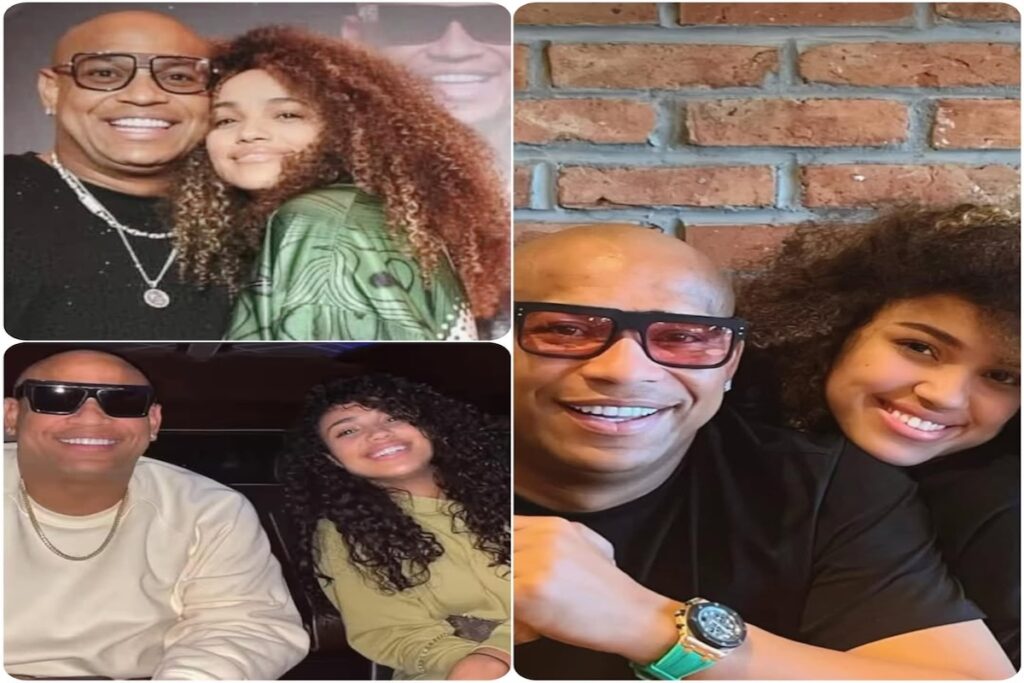 Collage de un hombre y una joven sonriendo juntos