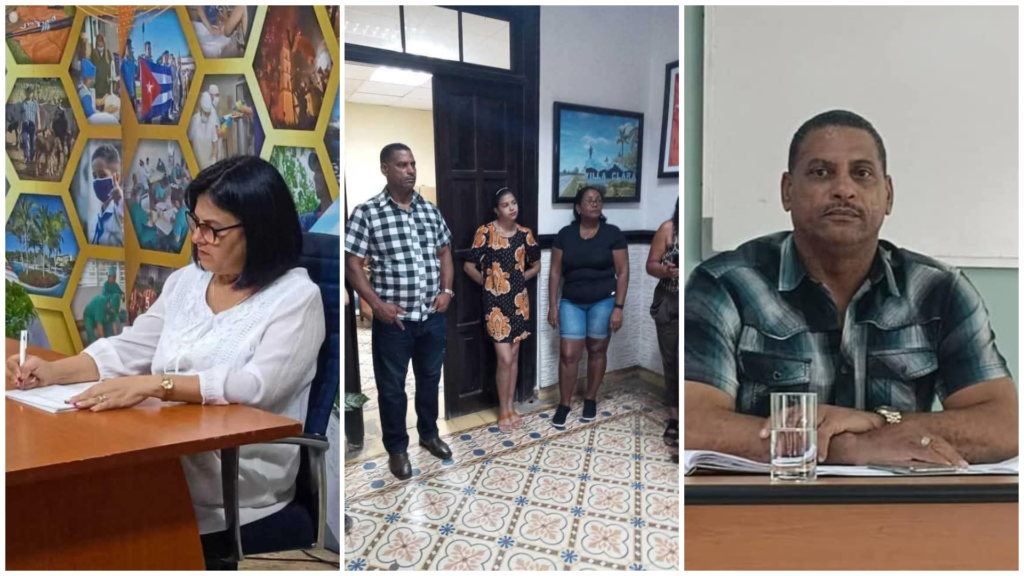 Personas en reunión y un hombre en oficina