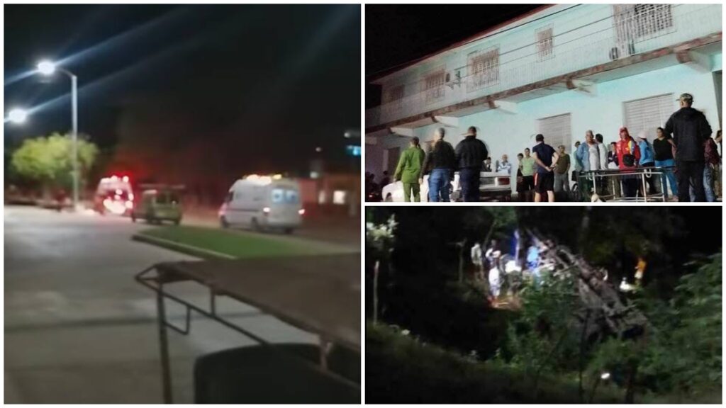 Secuencia nocturna de emergencia con vehículos y personas