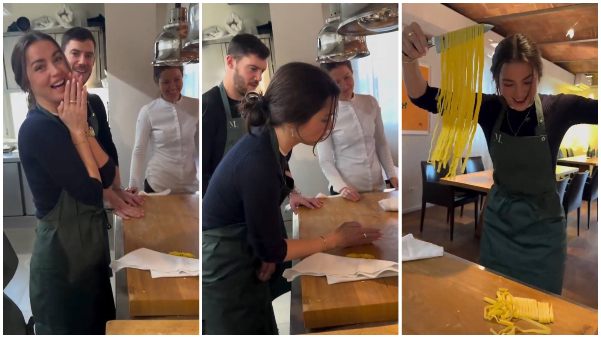 Grupo sonriente prepara pasta fresca en cocina