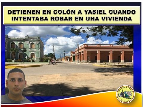 Noticia de arresto con foto de sospechoso y ciudad