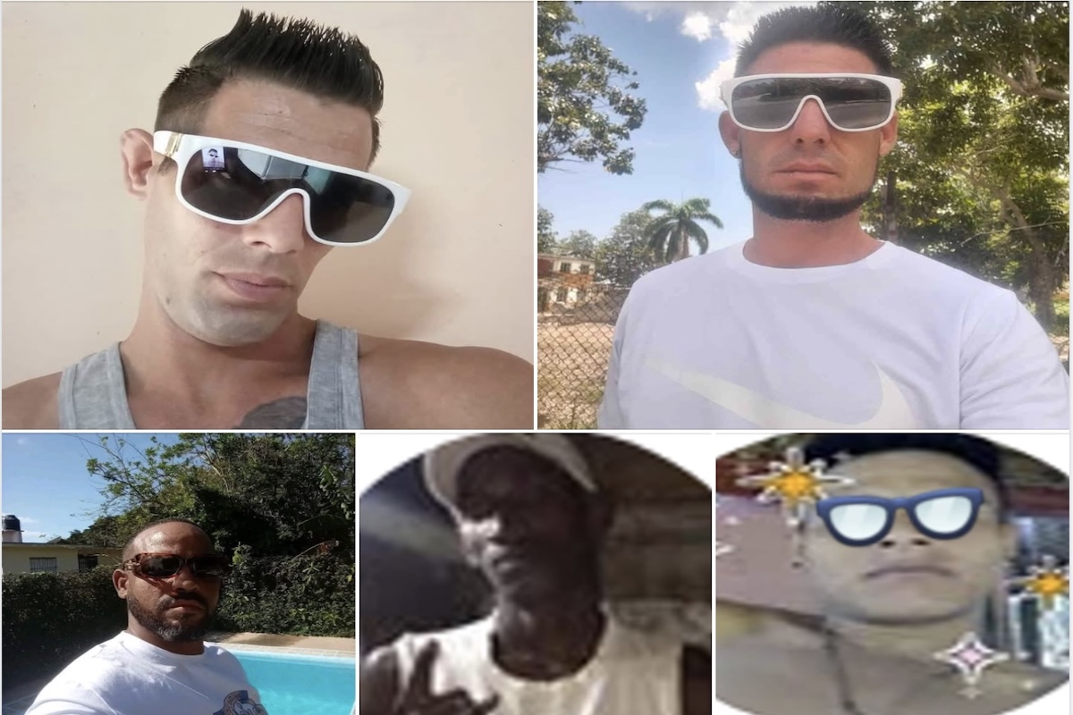 Collage con seis hombres usando gafas de sol