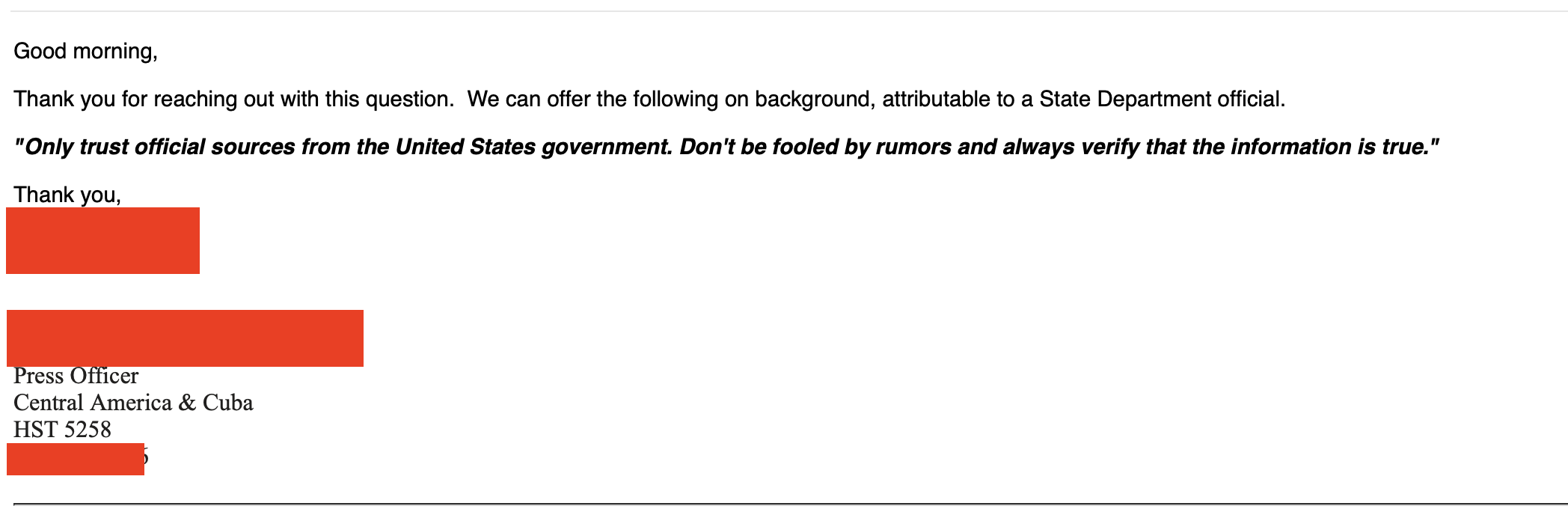 Correo electrónico oficial del Gobierno de EE.UU.