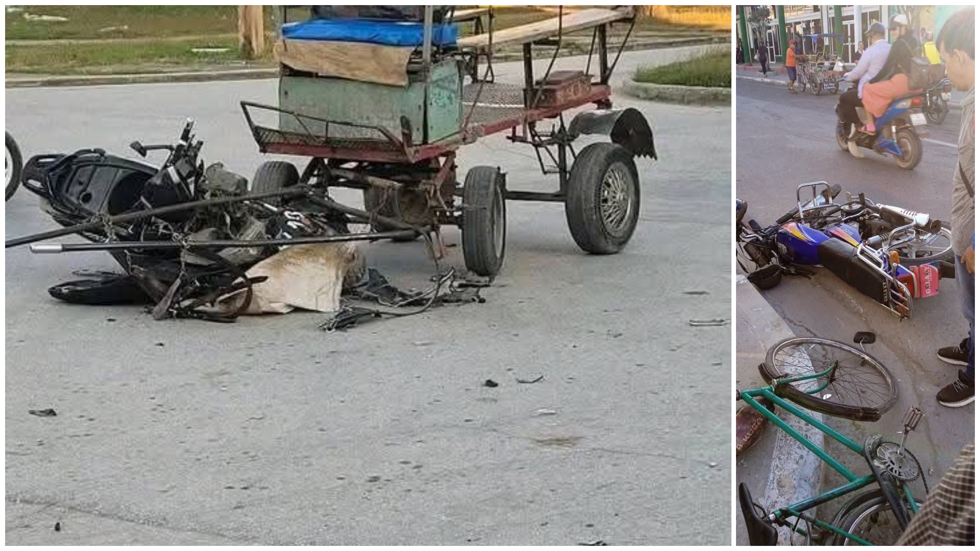 Vehículo motorizado accidentado en la calle