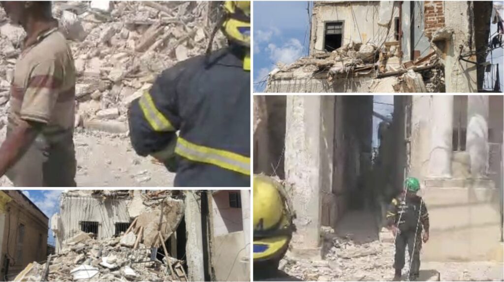 Bomberos inspeccionan edificios destruidos tras desastre