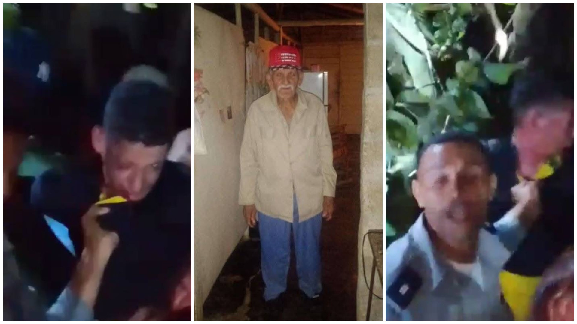 Hombres en distintas situaciones nocturnas y persona mayor