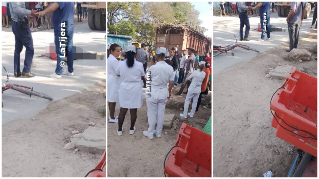 Personas y trabajadores en calle con obras