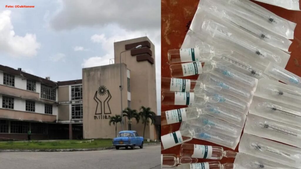 Hospital antiguo y ampollas de medicamento