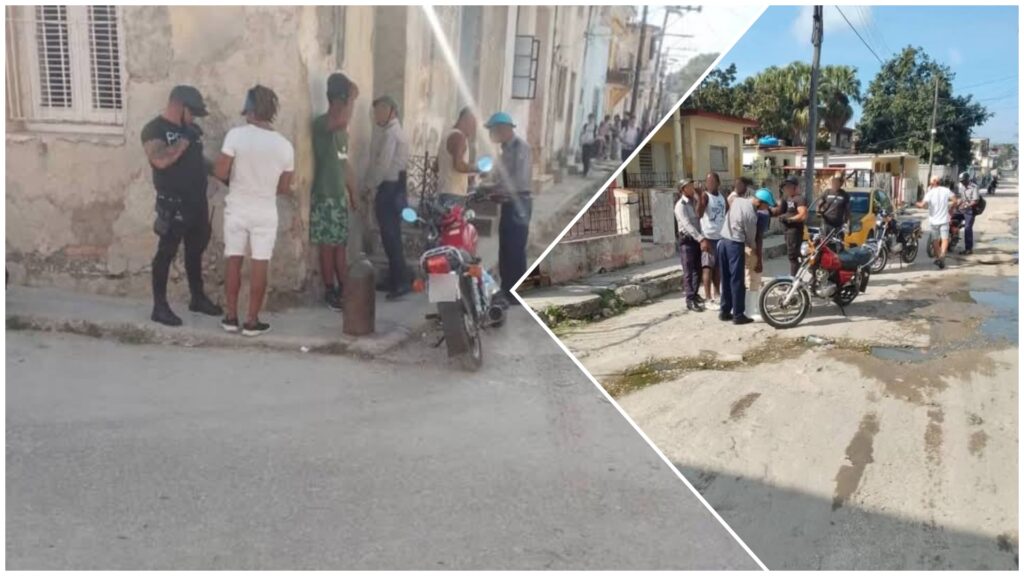 Gente en calle con presencia policial