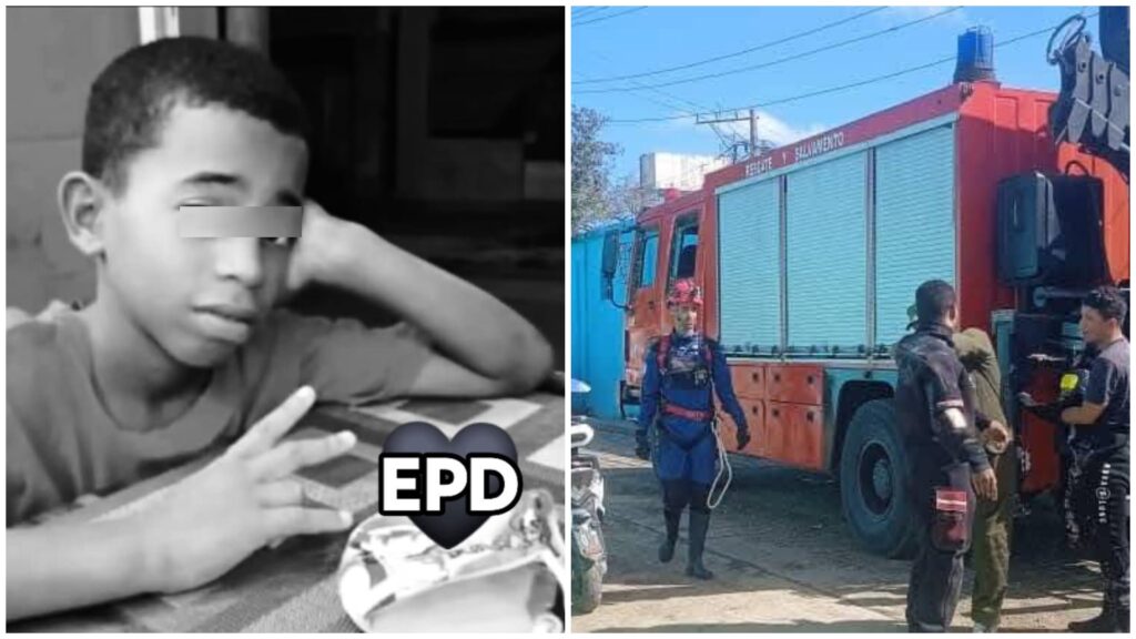 Joven pensativo y bomberos cerca de camión de rescate