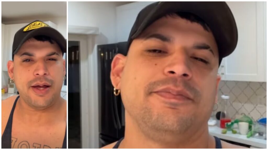 Persona con gorra en cocina moderna