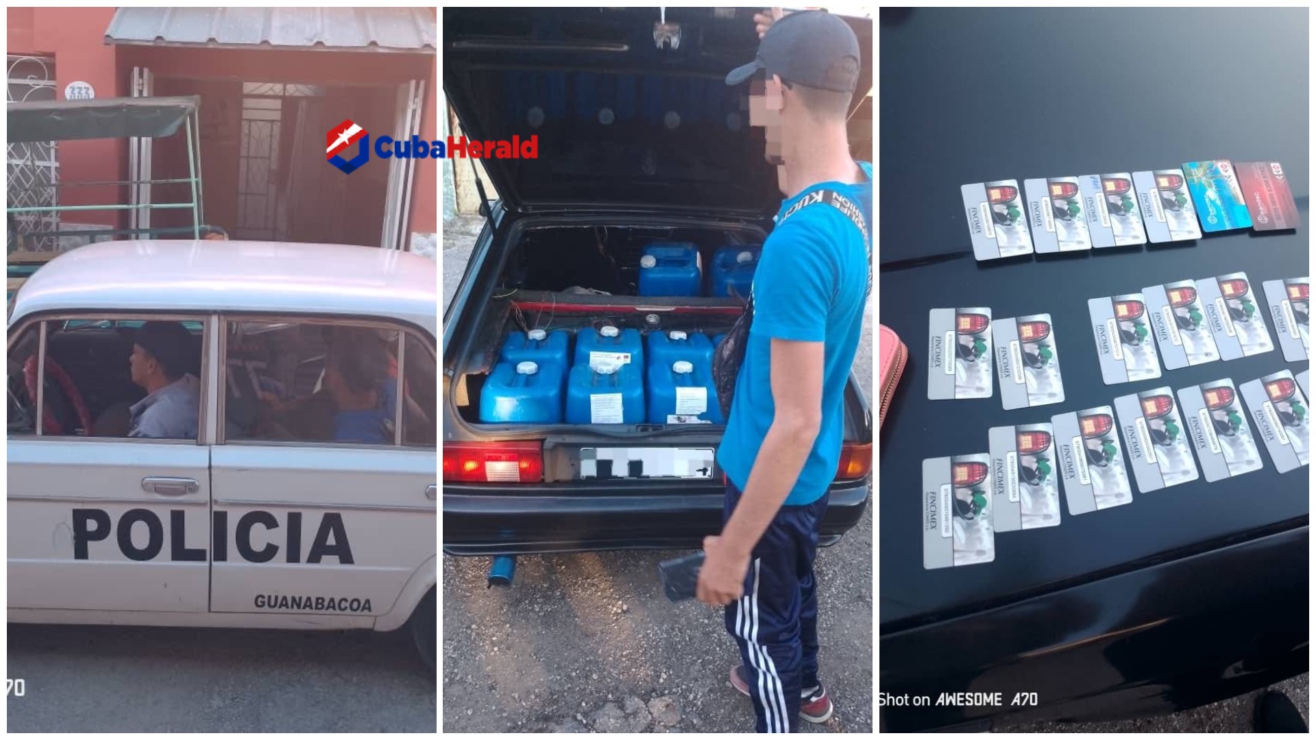Policía descubre productos en auto y tarjetas.