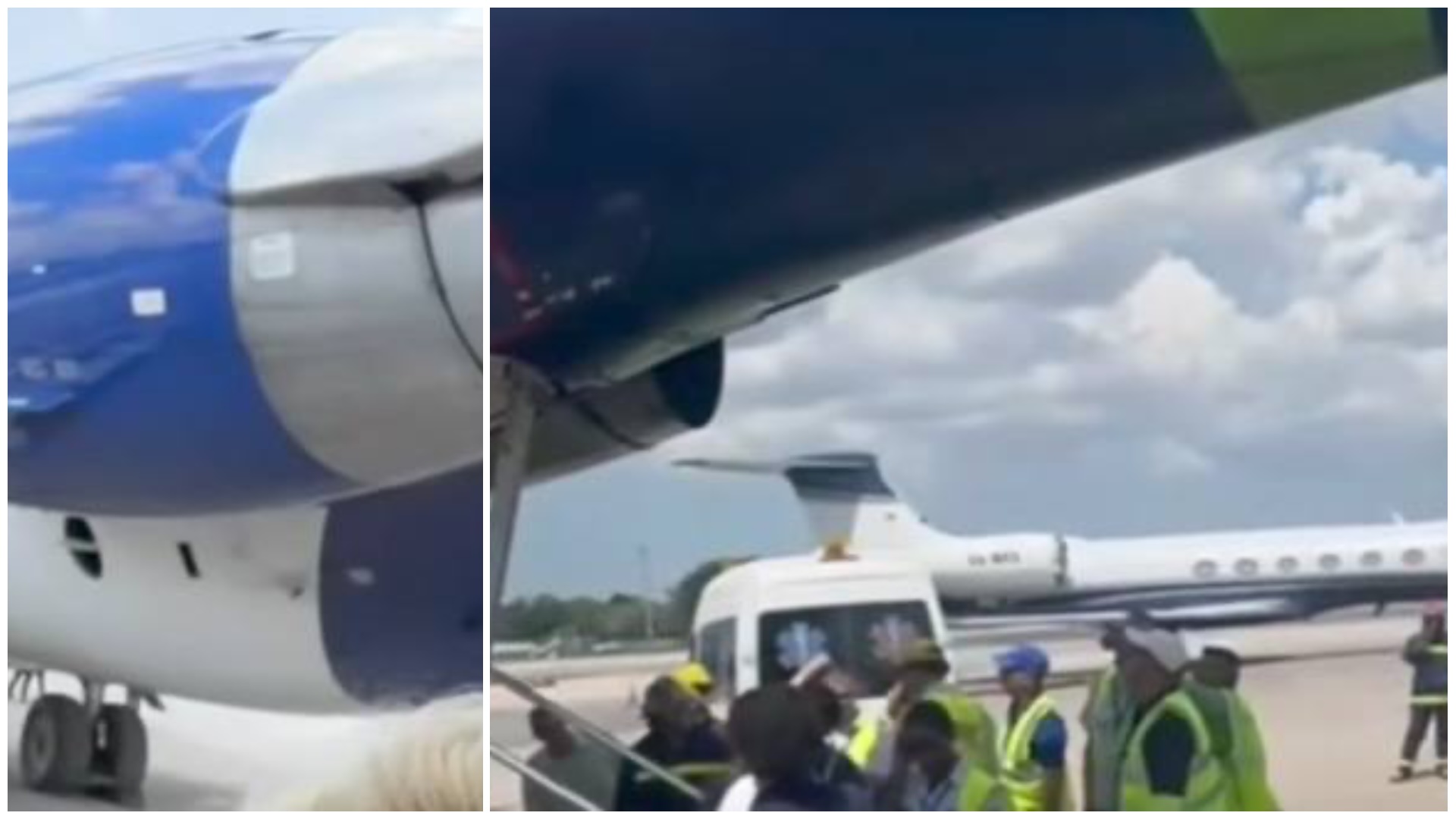 Aviones en aeropuerto con personal de tierra