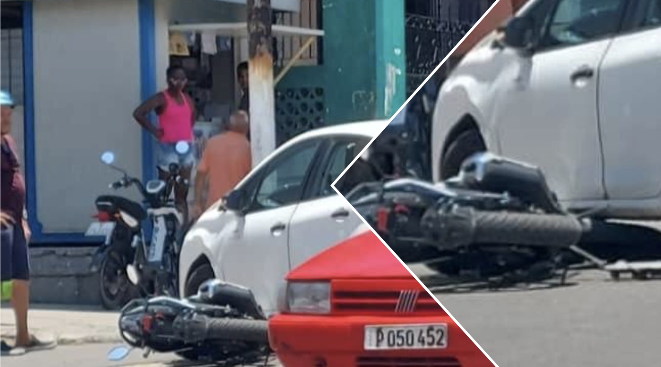 Accidente de coche y moto en la calle