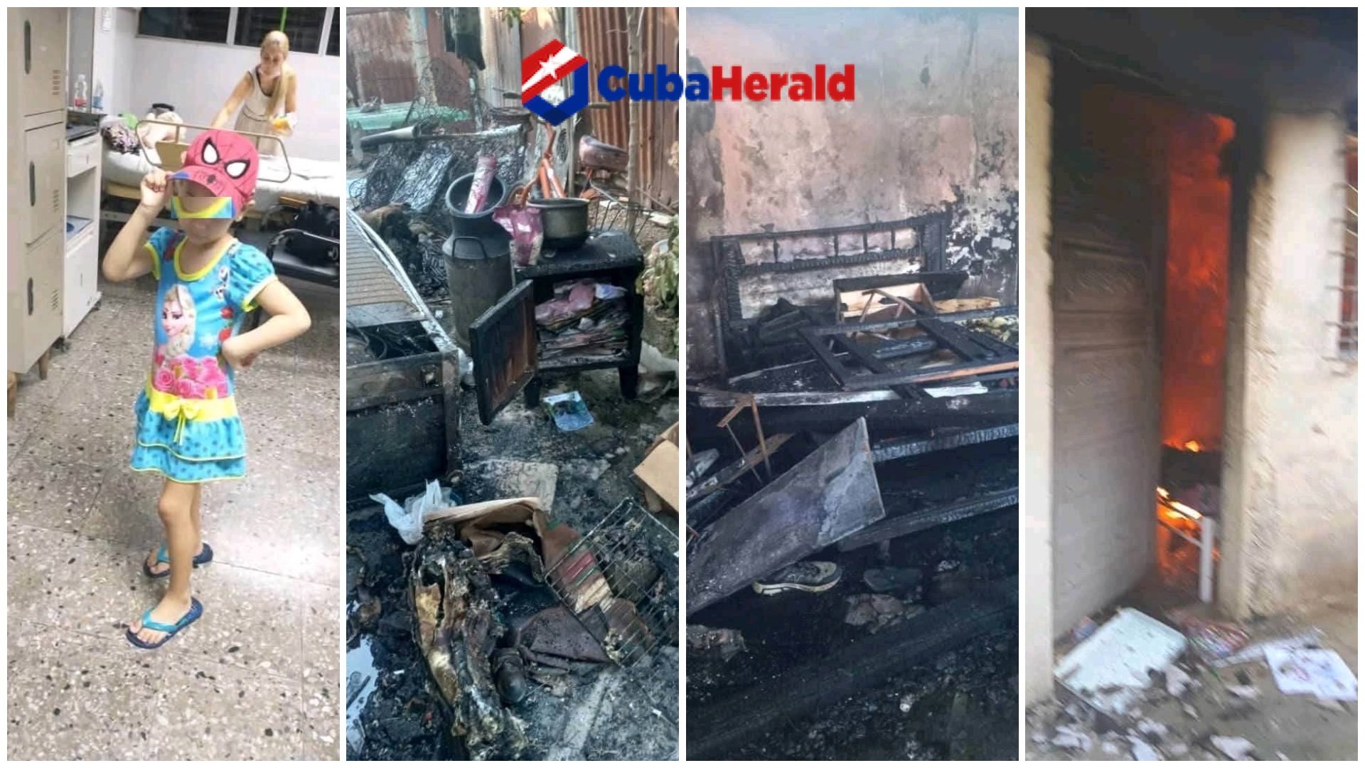 Fotos de incendio en una casa.