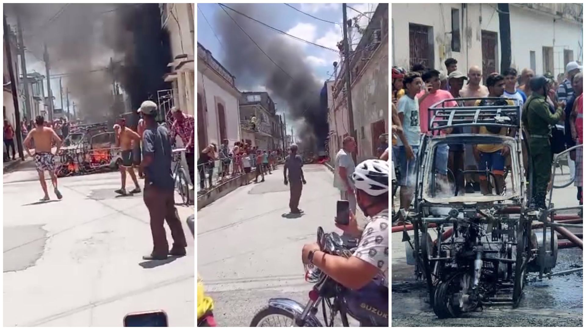 Incendio de un vehículo eléctrico en la calle.