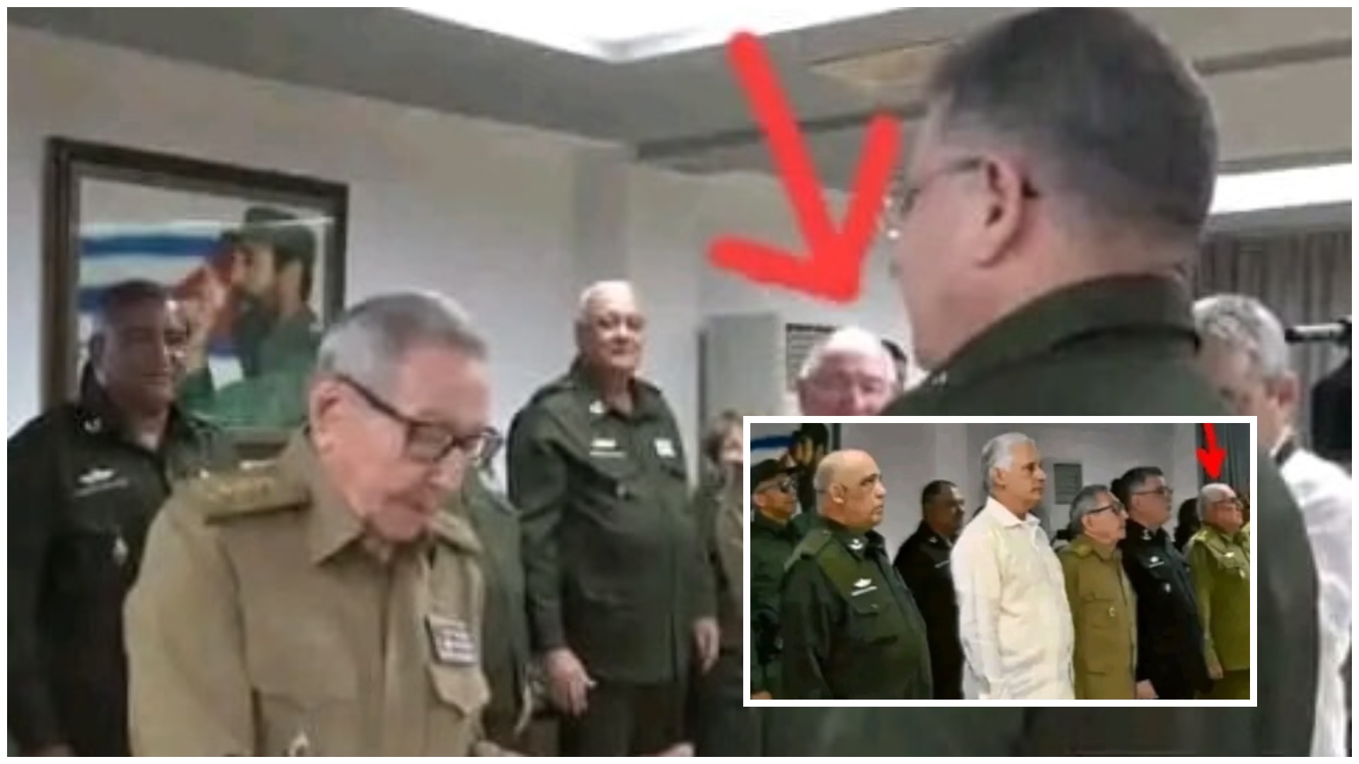 Hombres militares reunidos en una sala formal.