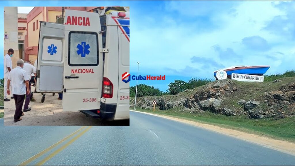 Ambulancia y carretera en entorno rural cubano