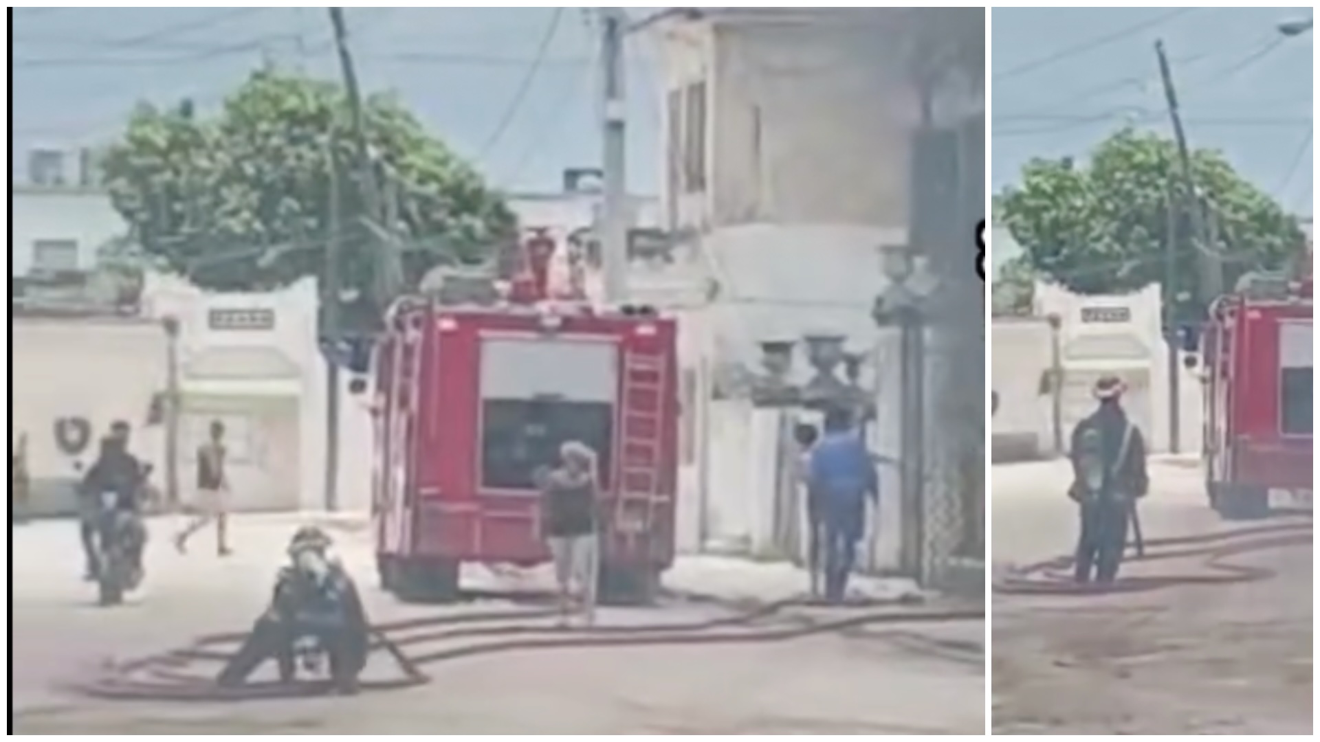 Bomberos trabajando en la emergencia de un incendio.