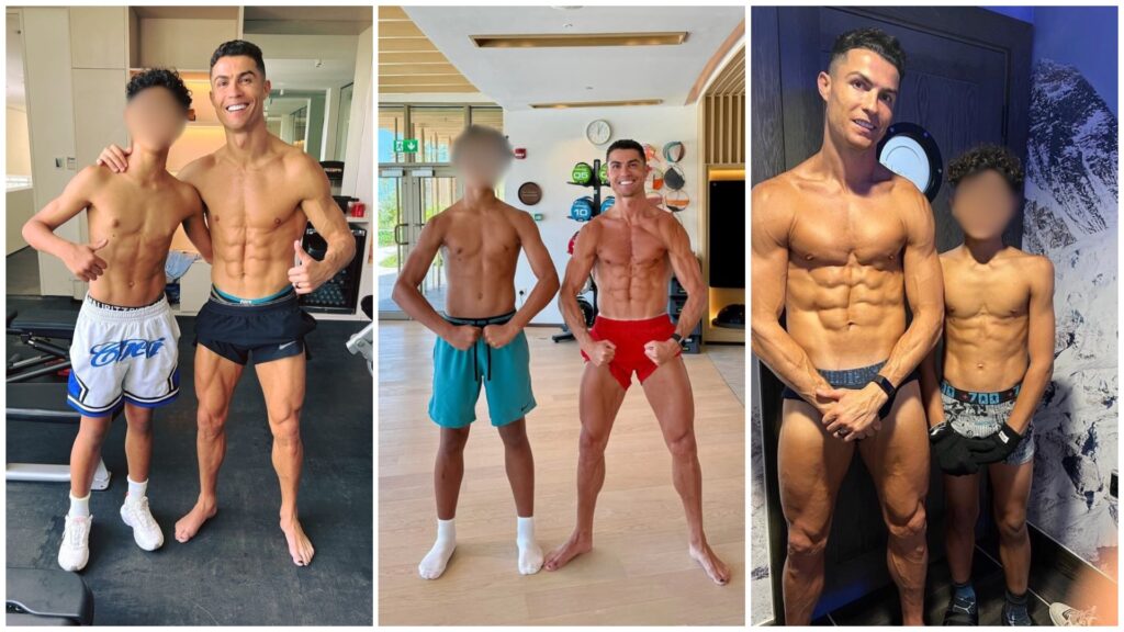 Hombres posando en gimnasio mostrando musculatura