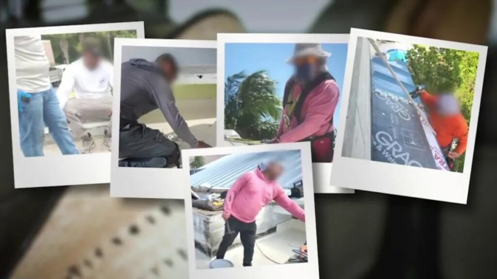 Collage de trabajadores en obras exteriores.