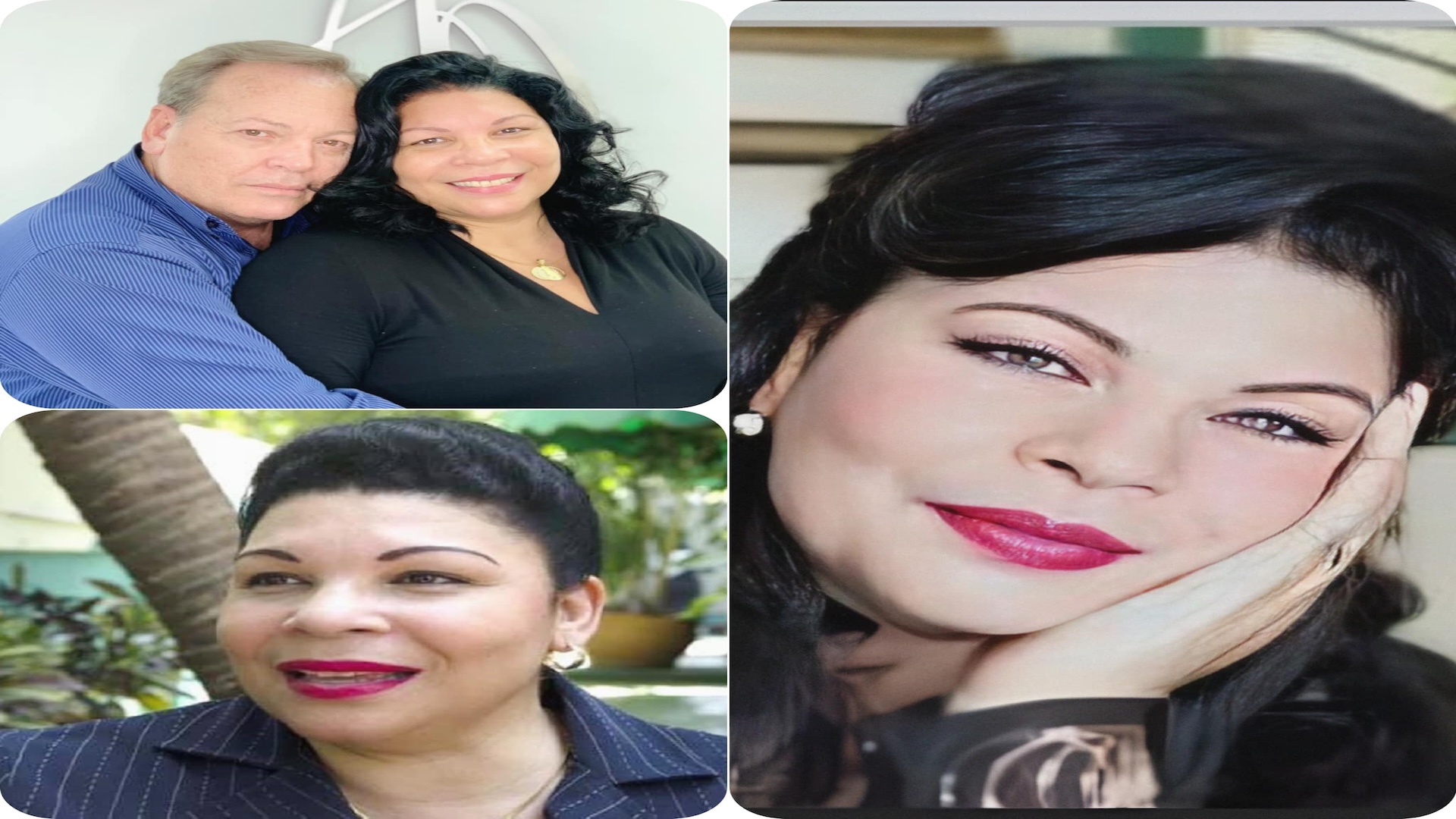 Collage de tres retratos de personas sonrientes