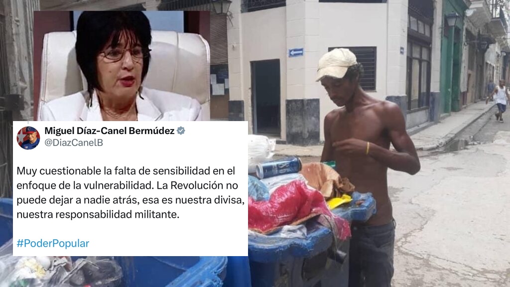 Persona revisa basura en la calle de ciudad.