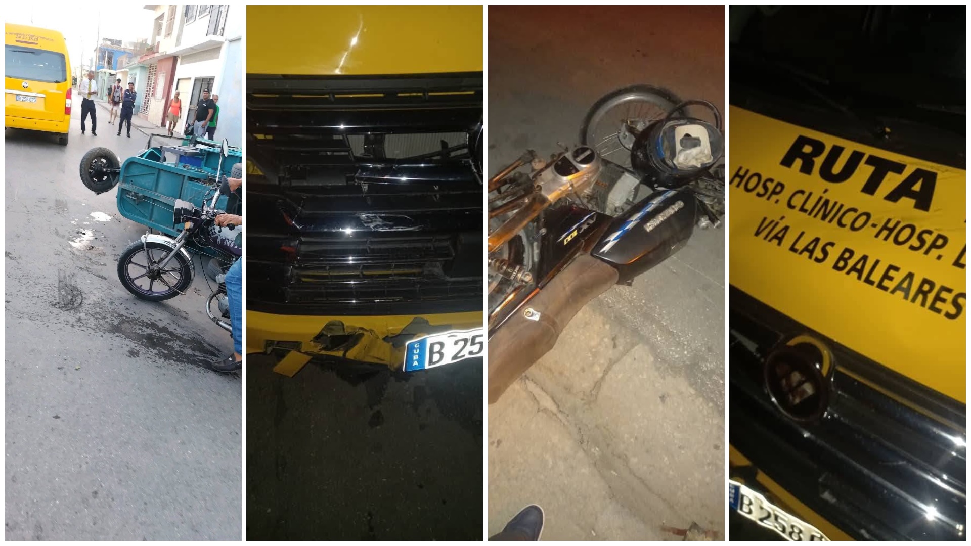 Accidente entre moto y autobús en ciudad ocupada.