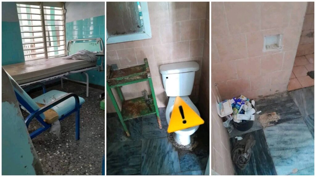 Condiciones insalubres en hospital deteriorado.
