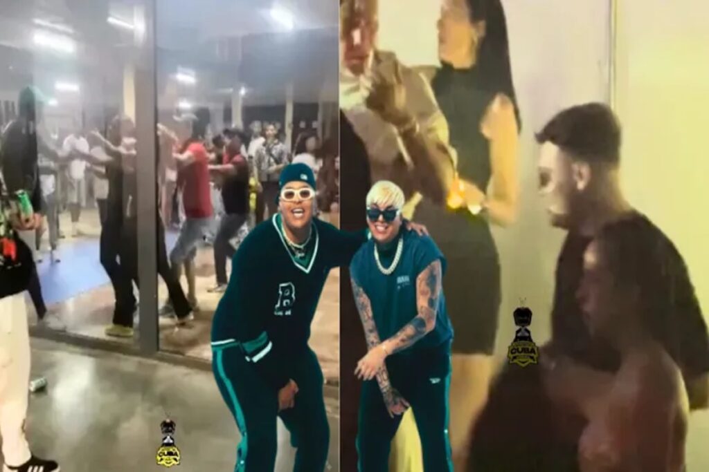 Personas bailando en una fiesta vibrante.