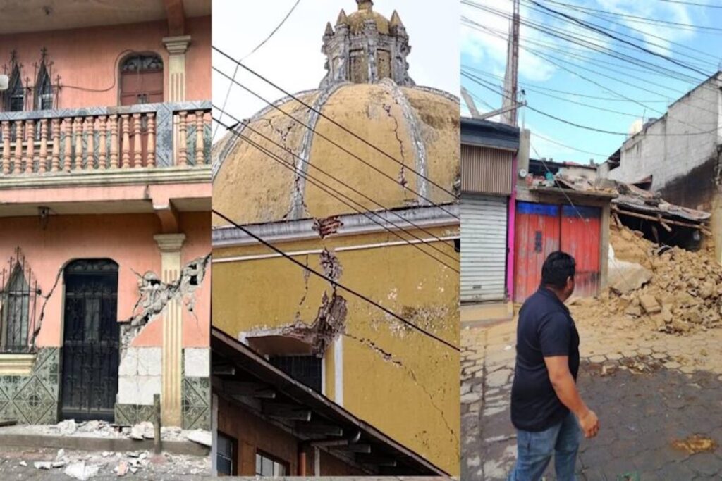 Edificios dañados tras un terremoto.