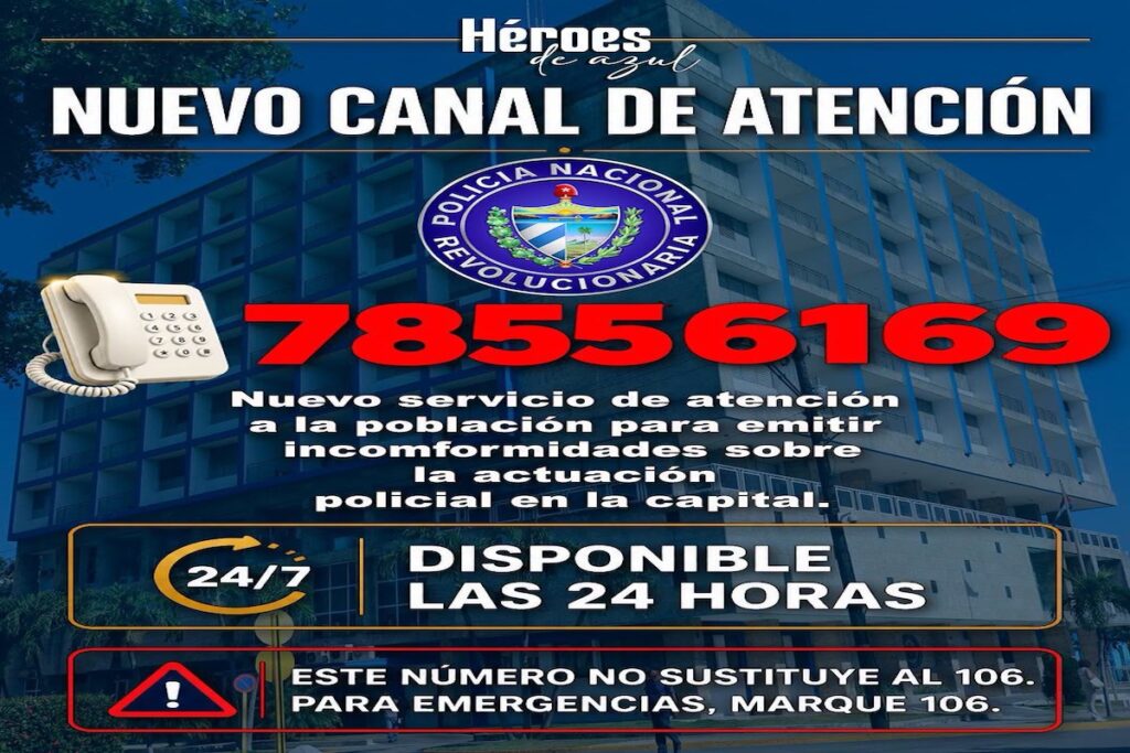 Cartel informativo del nuevo canal de atención de la Policía Nacional.