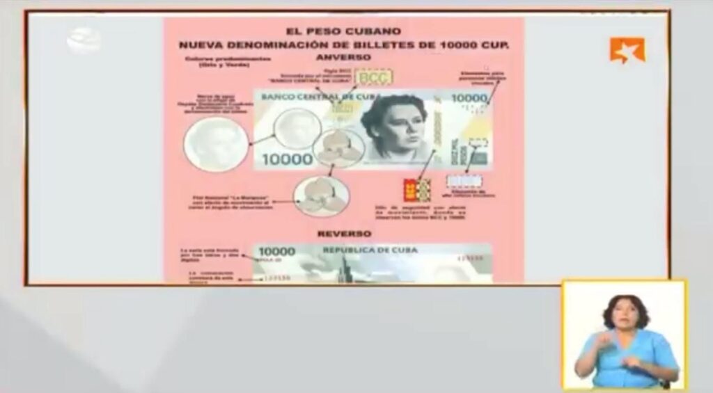 Infografía sobre la nueva denominación de 10.000 pesos cubanos.