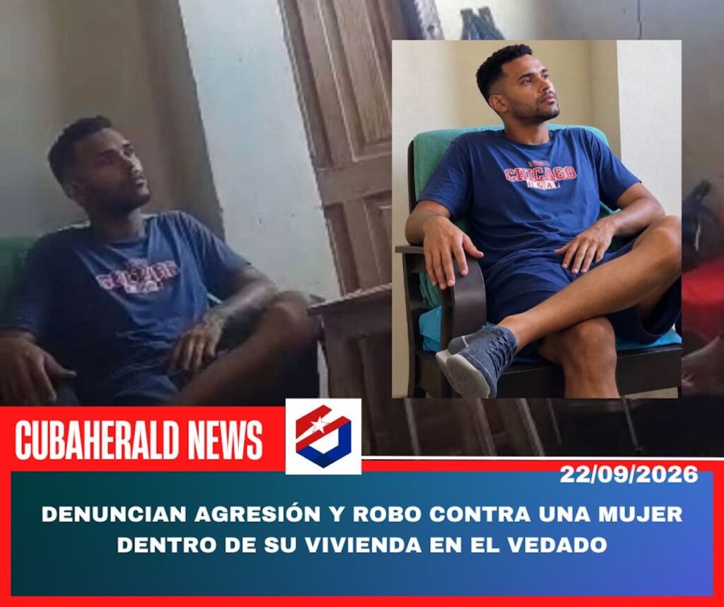 Noticia sobre denuncia de agresión y robo en El Vedado.