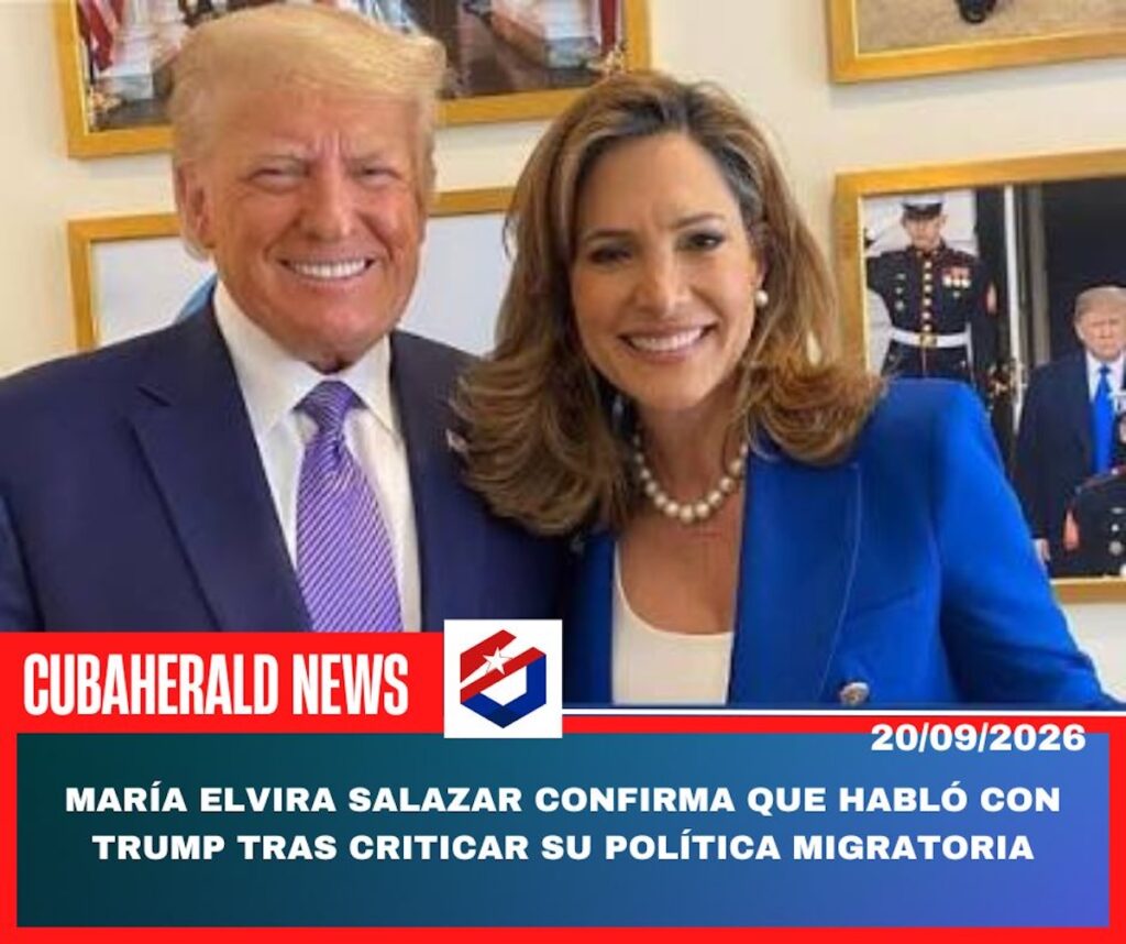 Donald Trump y María Elvira Salazar posan juntos sonriendo.