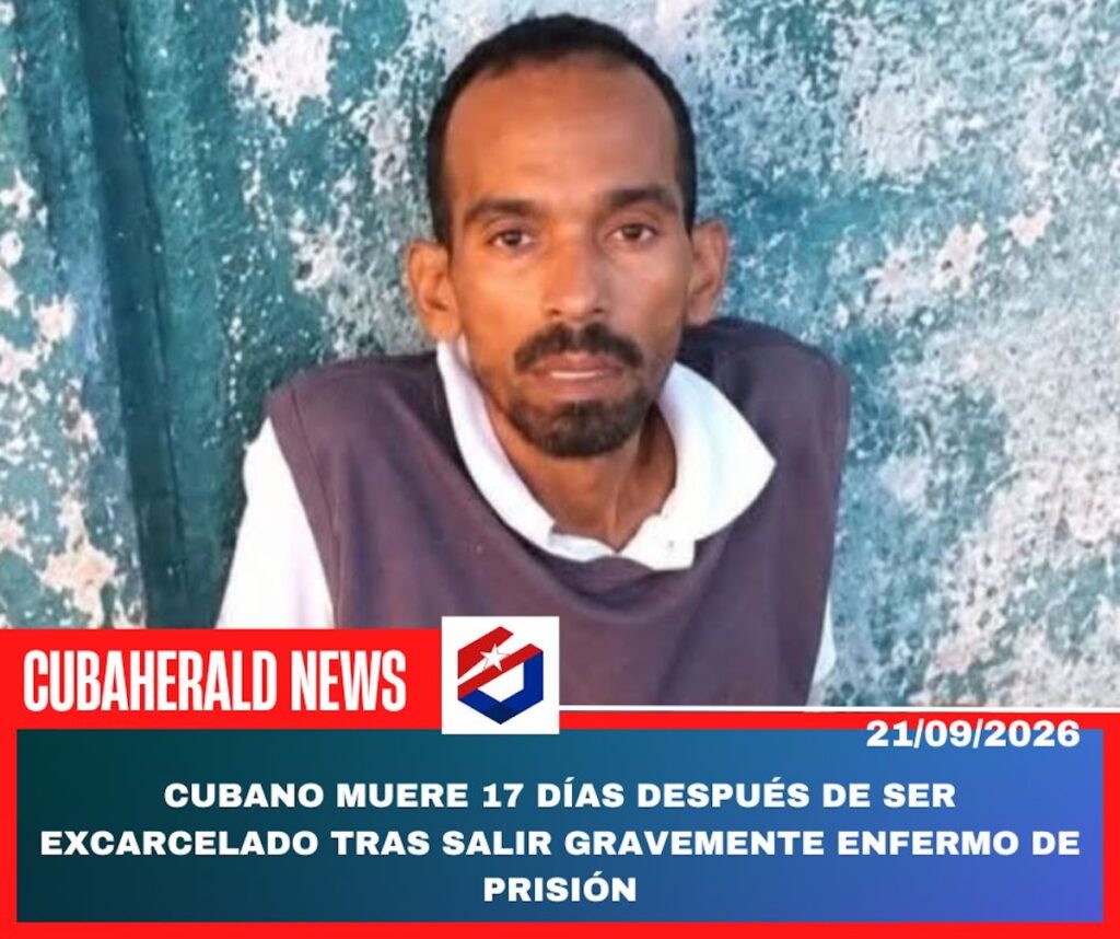Retrato de un hombre cubano junto a titular de noticia.