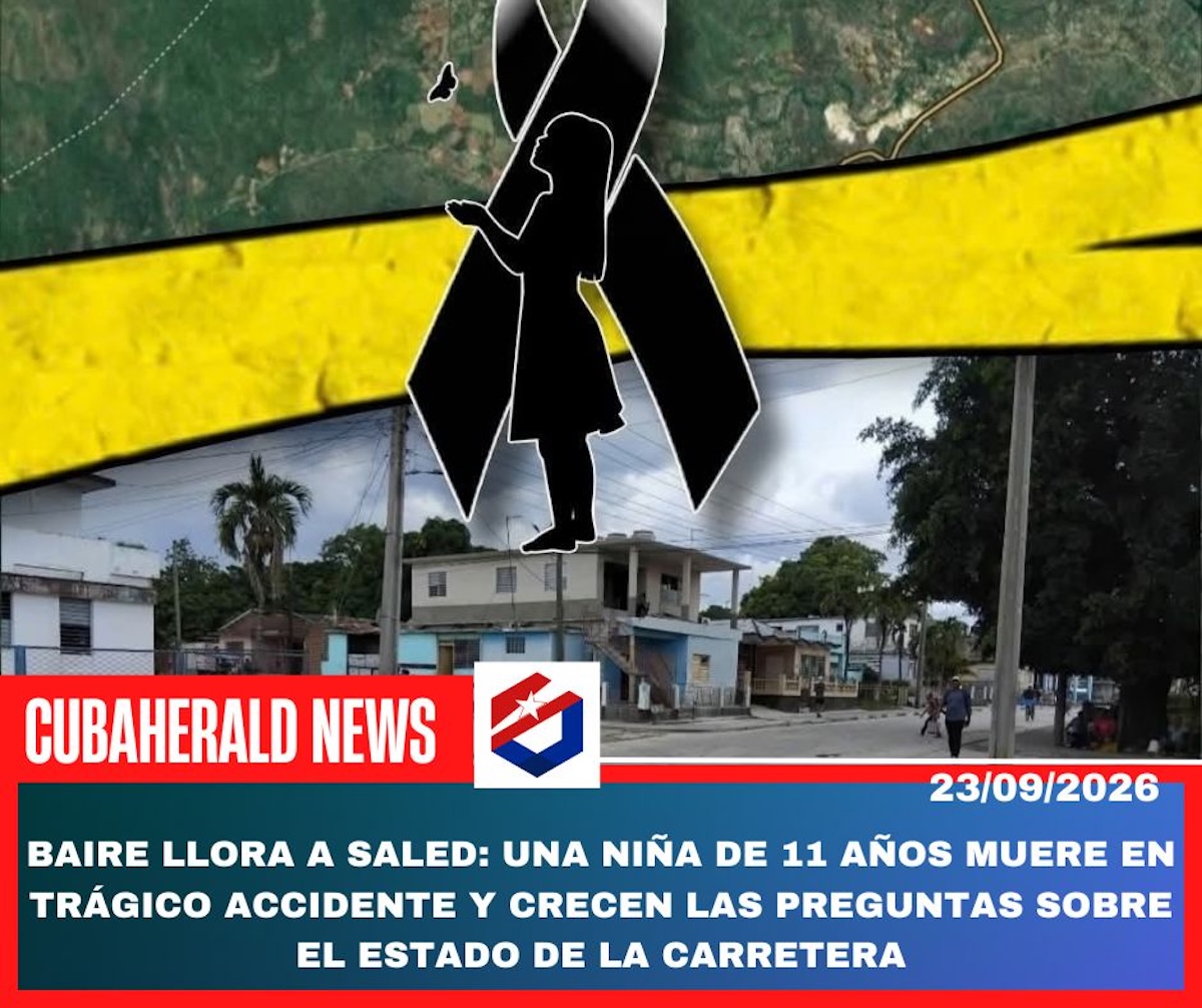 Noticia sobre fallecimiento de niña en accidente en Baire, Cuba.