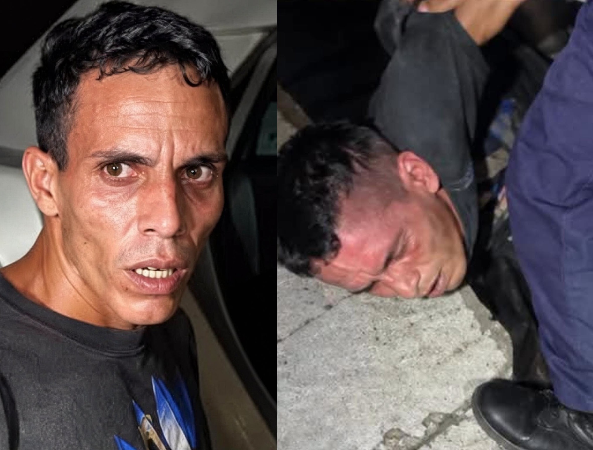 Retrato de un hombre y escena de su posterior detención.
