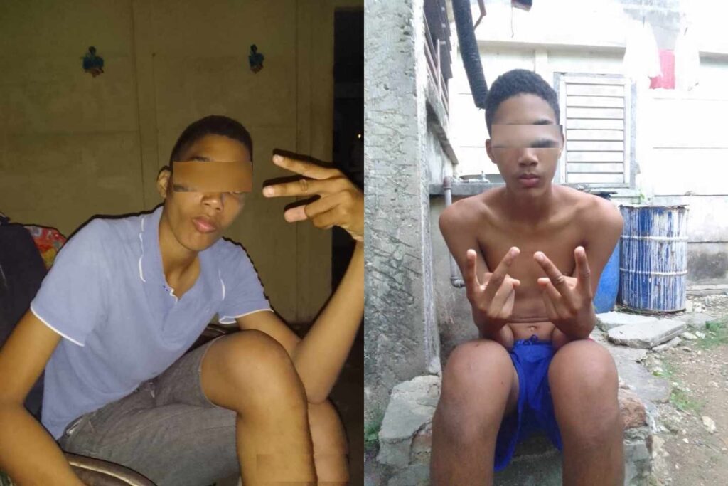 Collage de un joven posando con gestos de manos.